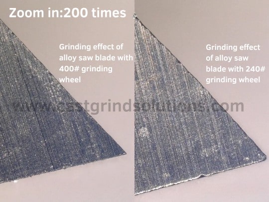 Under 200 times magnification, the surface finish of the alloy saw blade after grinding with different grain size diamond grinding wheel