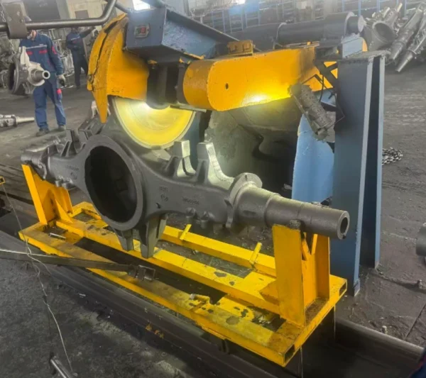 500mm brazed diamond wheel swing grinder cutting ductile iron axle housing casting risers